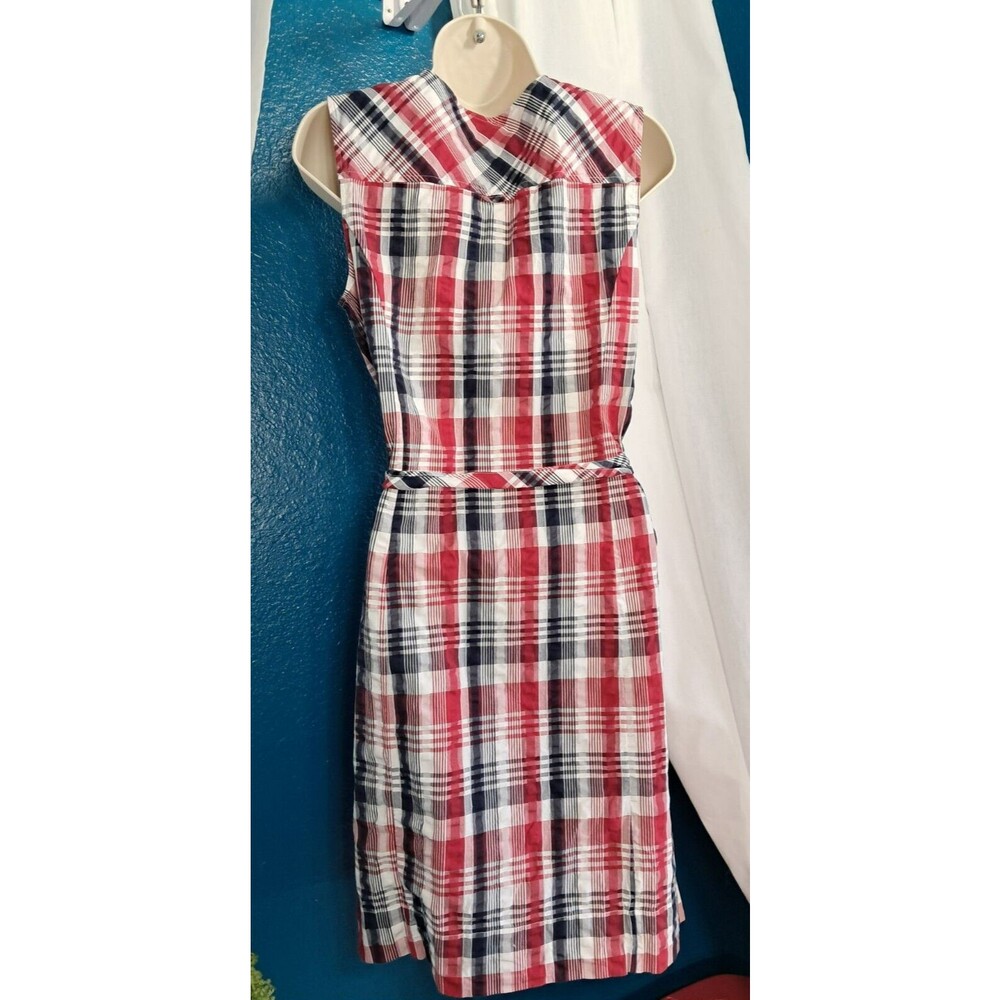 Brooks Brothers Red Fleece Plaid Sleeveless Dress Size 6 Red White Navy - Picture 8 of 14